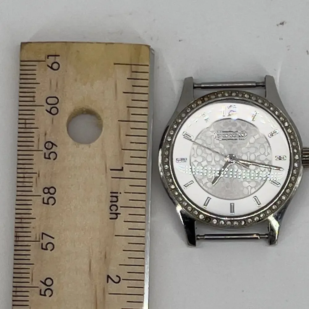 Coach Women’s Watch Silver Tone Crystal Bezel Signature C Dial